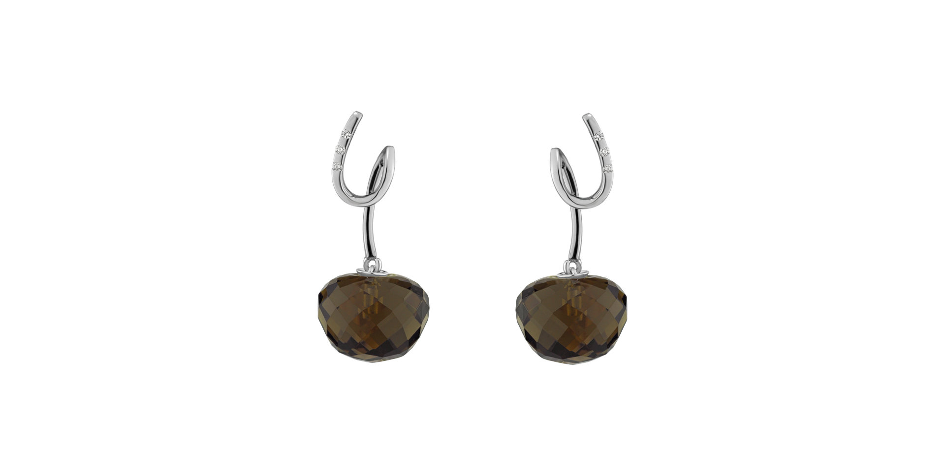 Diamond earrings with Quartz After Dark