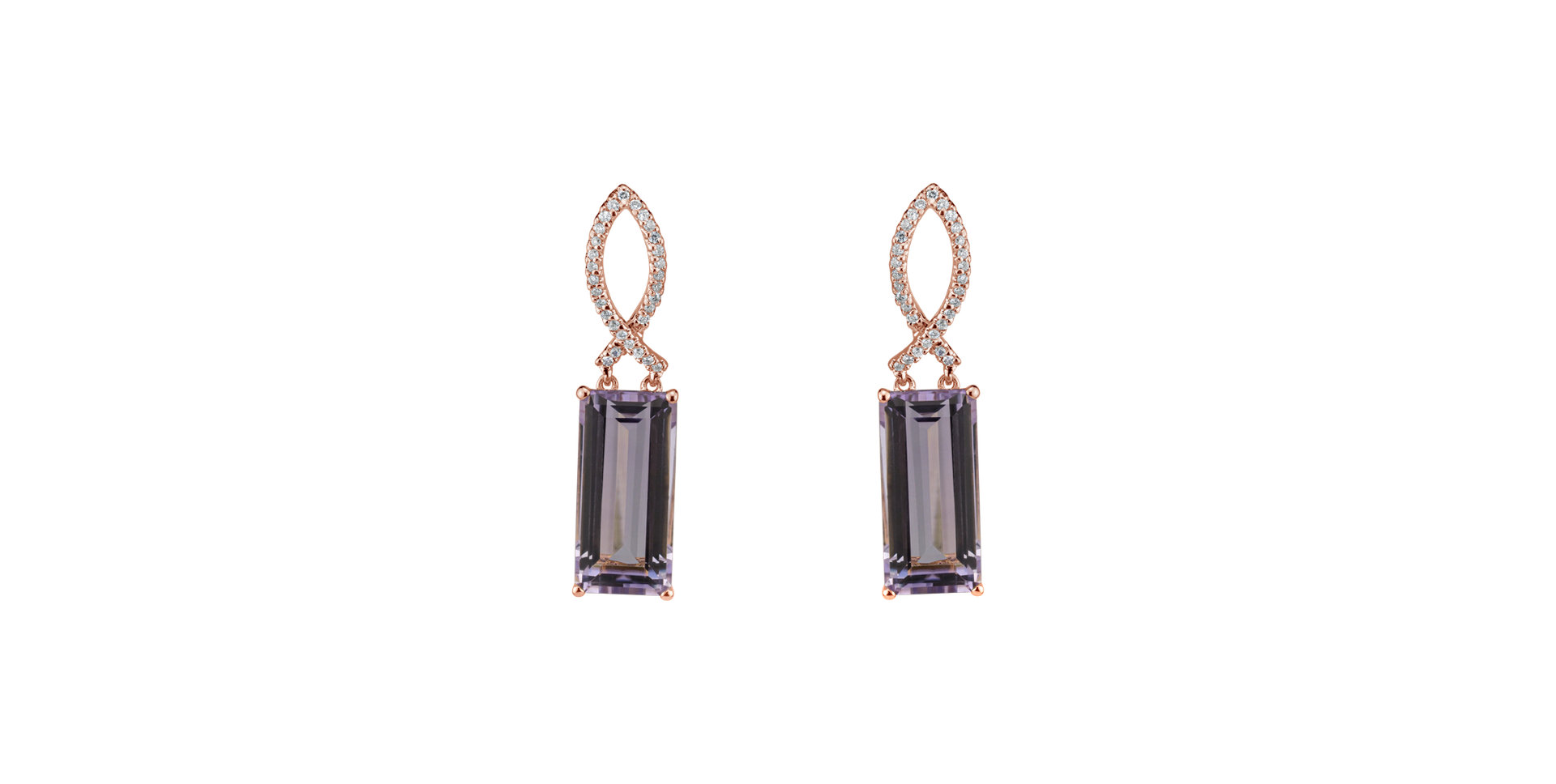 Diamond earrings with Amethyst Extraterrestrial Gem