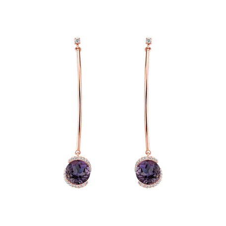 Diamond earrings with Amethyst Expecting Perfection