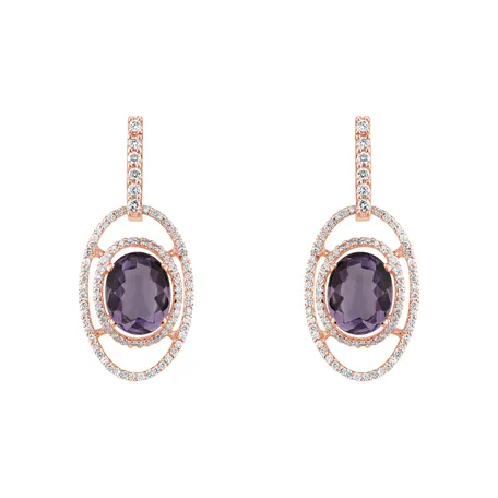 Diamond earrings with Amethyst Sympathetic Folk