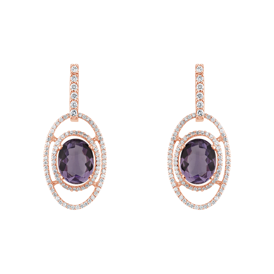 Diamond earrings with Amethyst Sympathetic Folk