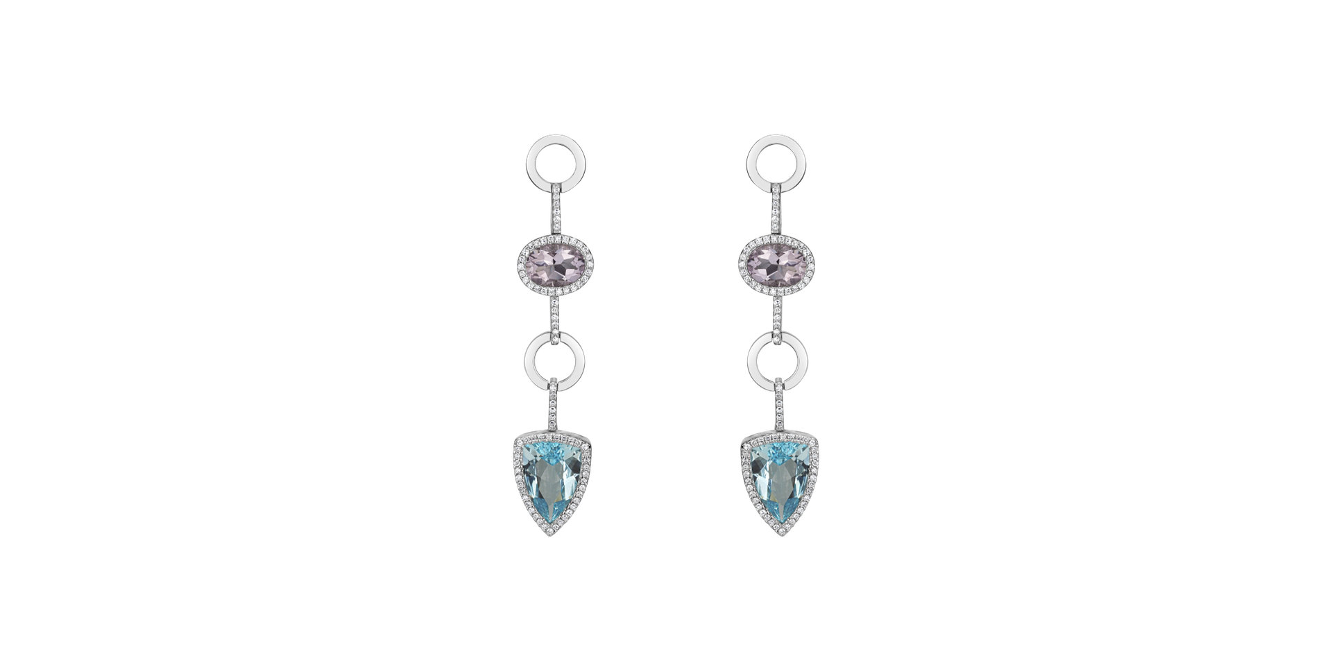 Diamond earrings, Amethyst and Topaz Folk Hero