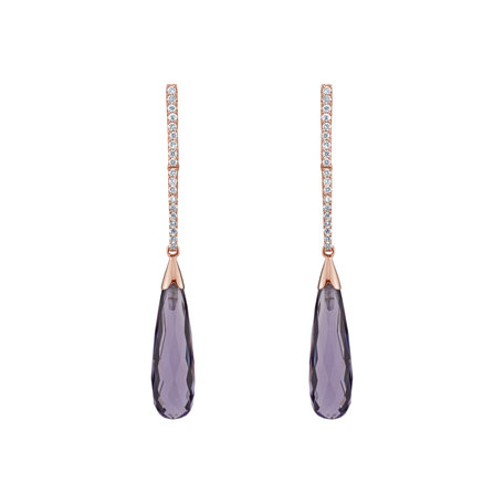 Diamond earrings with Amethyst Folk Club