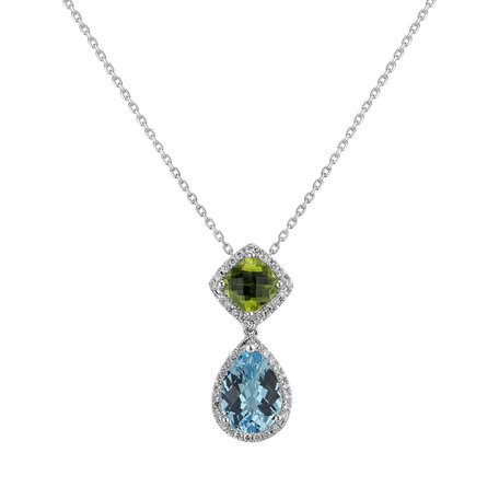 Diamond pendant with Topaz and Peridote Tough Decision