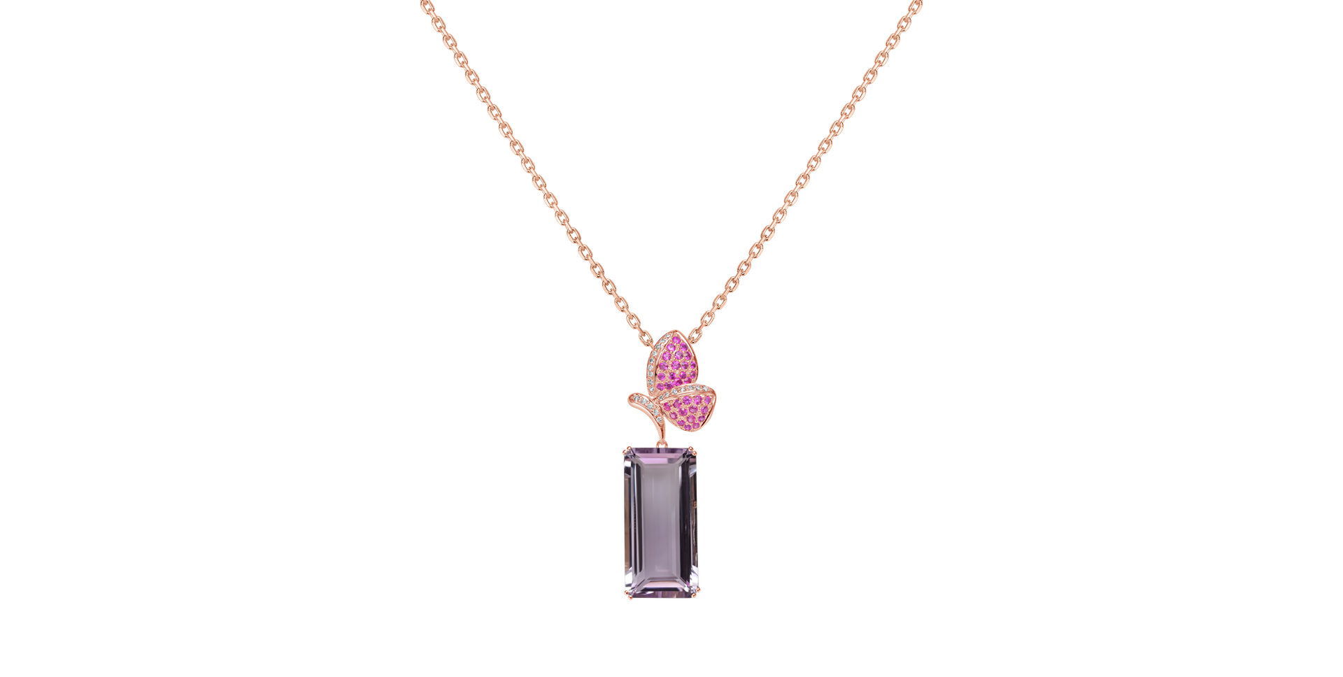 Diamond pendant with Amethyst and Ruby Life Enthusiasm