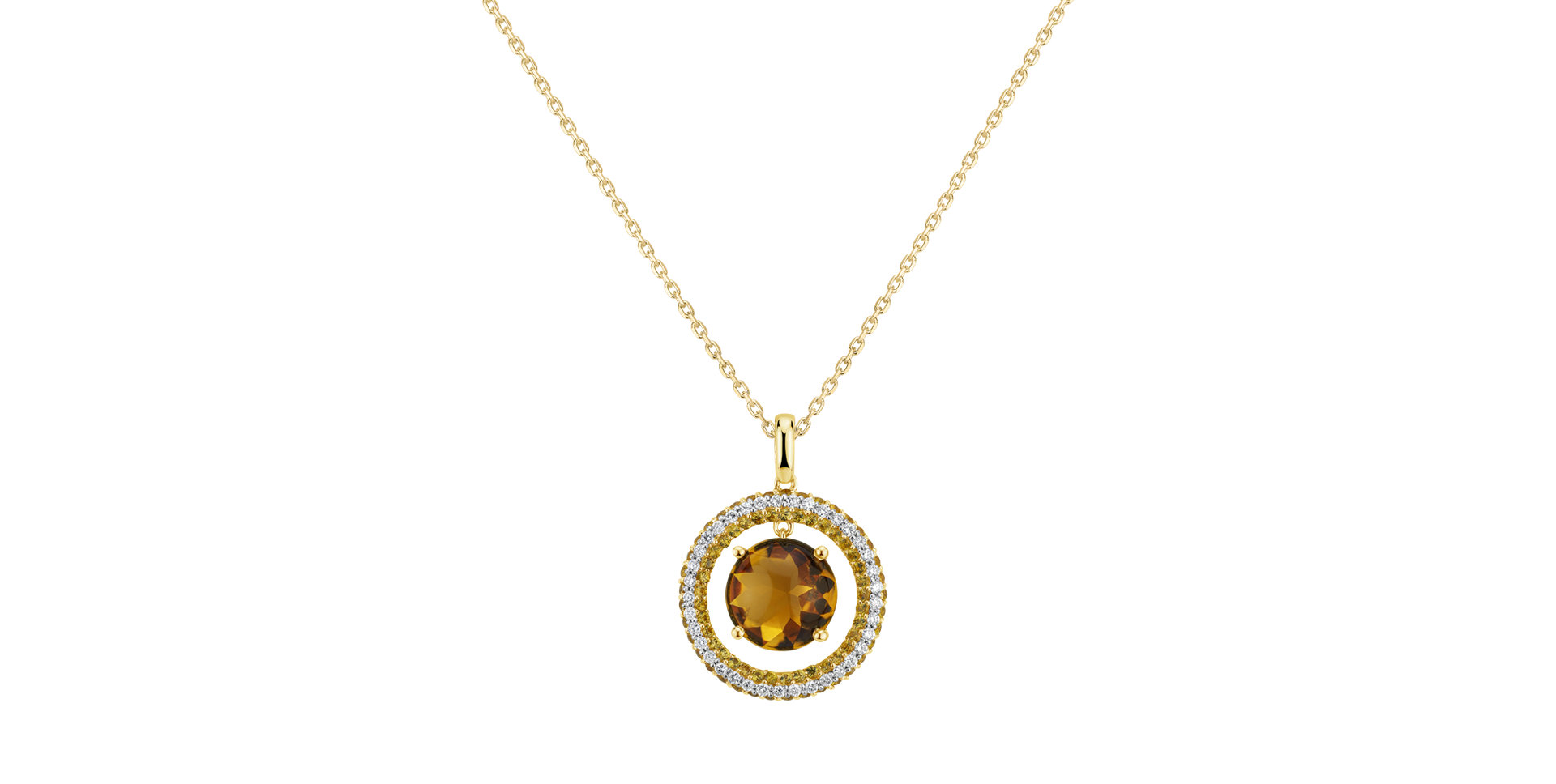 Diamond pendant with Citrine and Sapphire Sun Rays