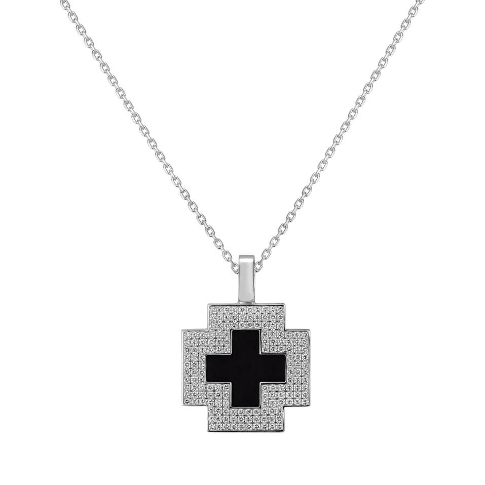 Diamond pendant with Onyx Cross of Mystery