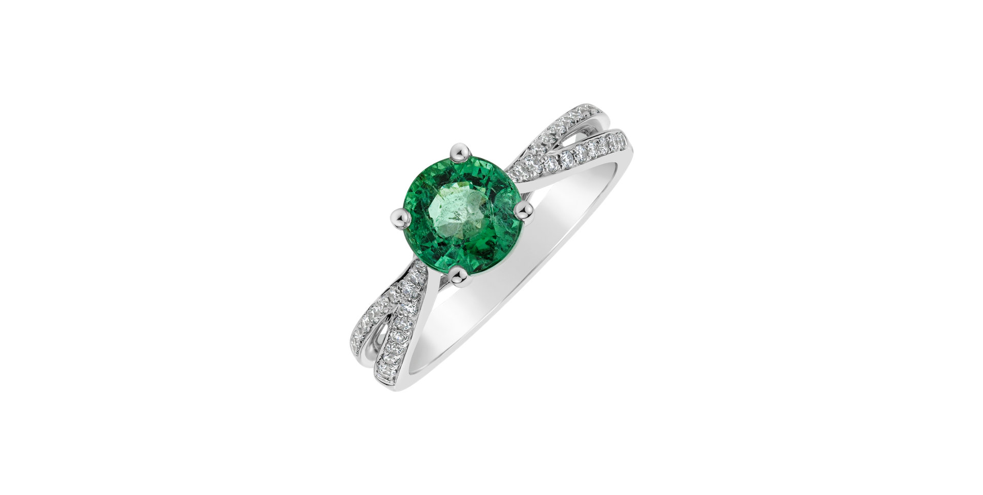 Diamond ring with Emerald Moment of Luck