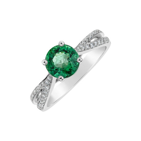 Diamond ring with Emerald Moment of Luck