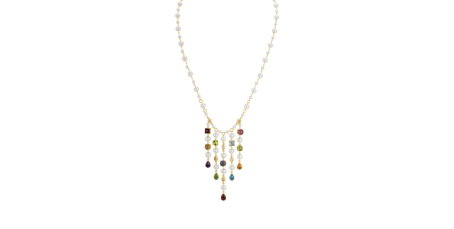Diamond necklace with Pearl and gemstones Avisa