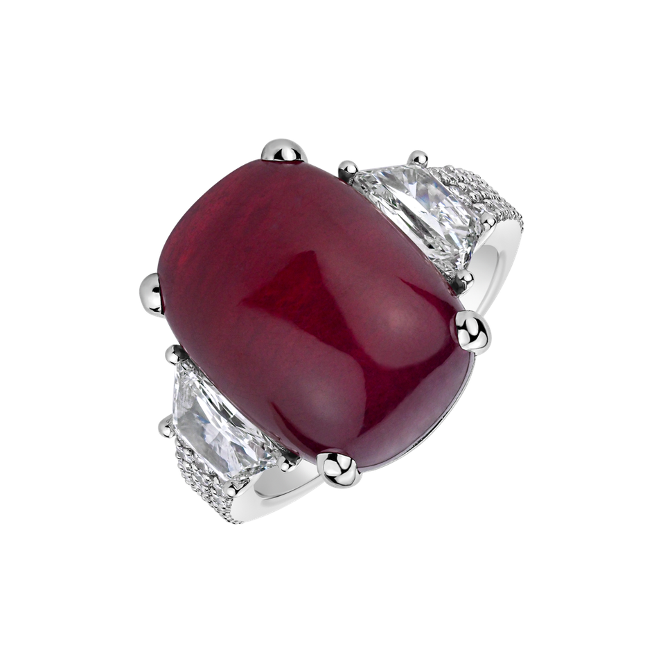 Diamond ring with Ruby Flora