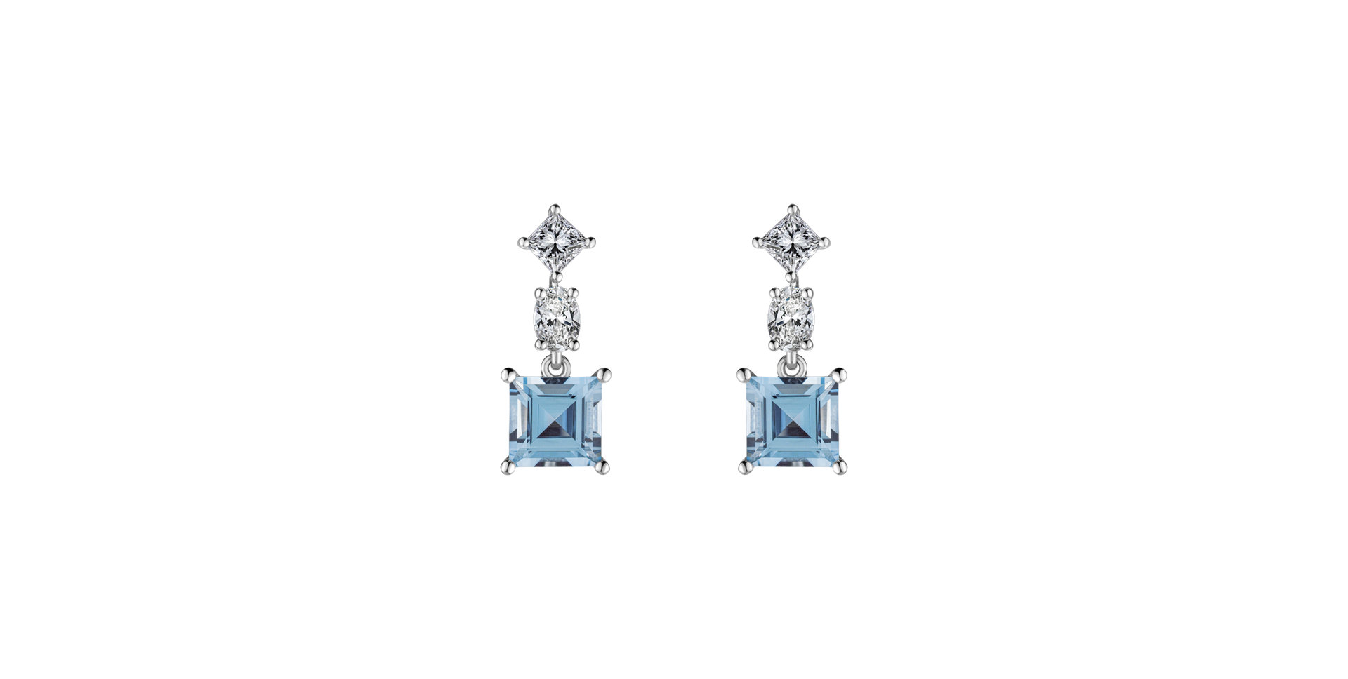 Diamond earrings with Aquamarine Square of Water