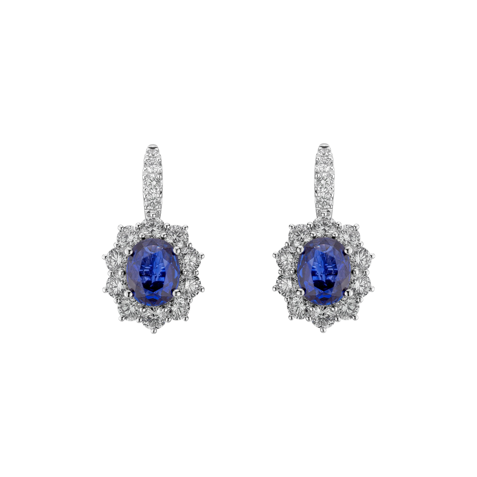 Diamond earrings with Sapphire Blue Empire