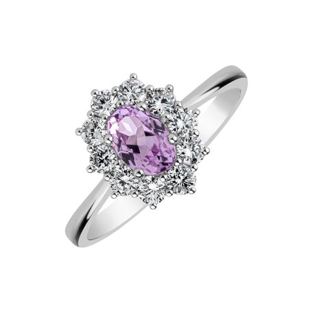 Diamond ring with Kunzite Sky Goddess