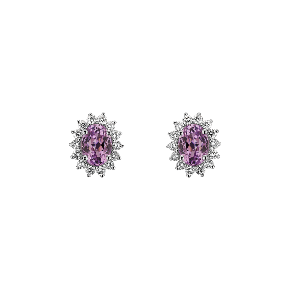 Diamond earrings with Kunzite Princess Sparkle