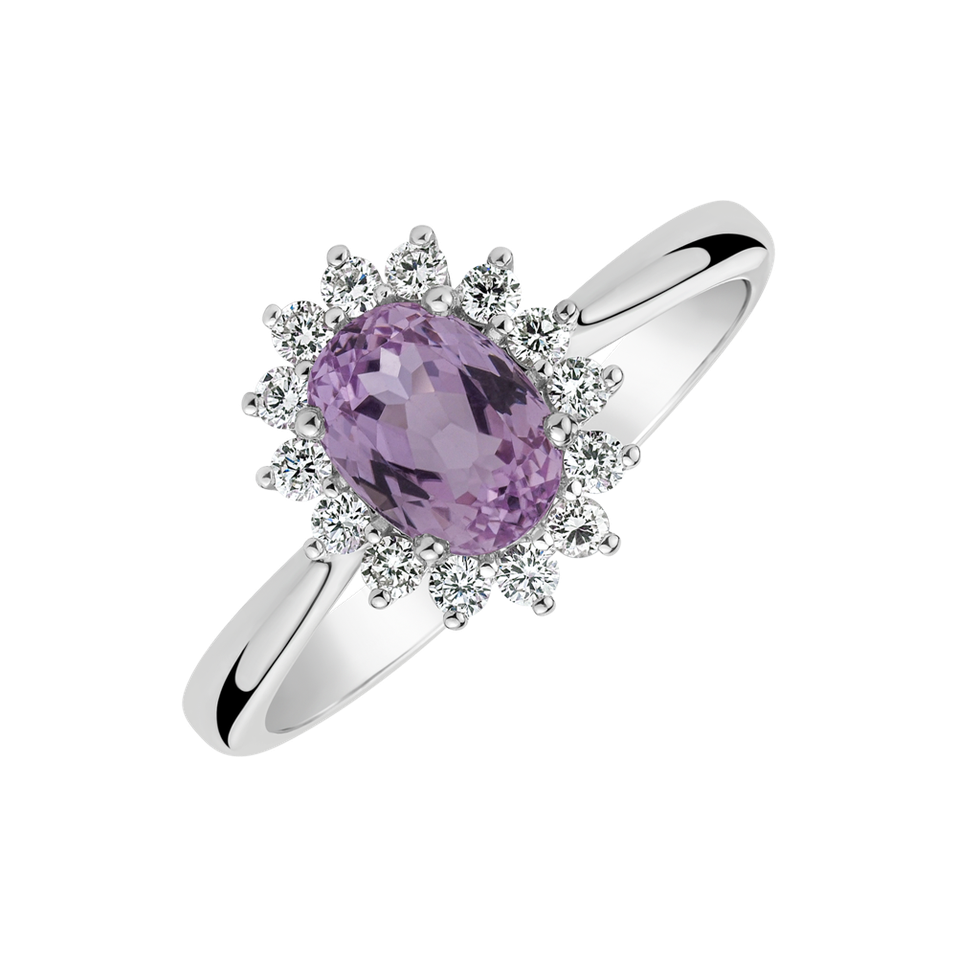 Diamond ring with Kunzite Fabulous Lady