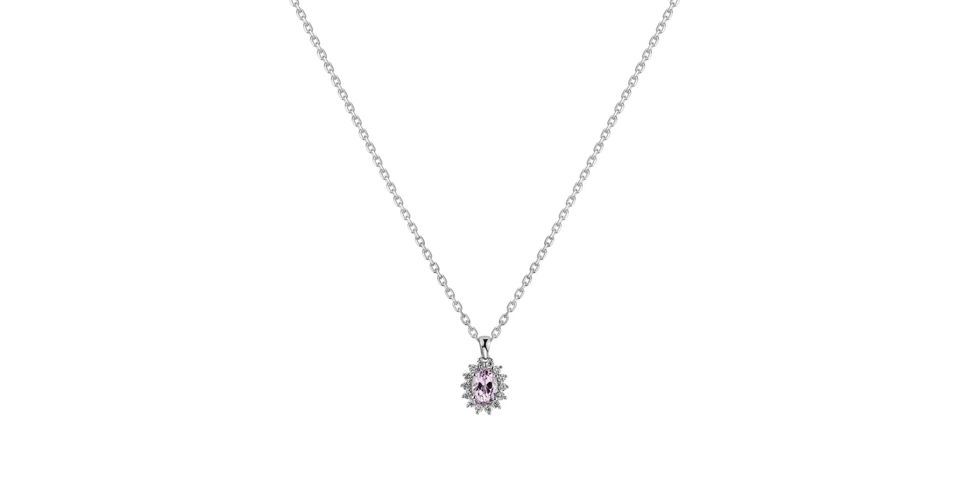 Diamond pendant with Kunzite Princess Sparkle