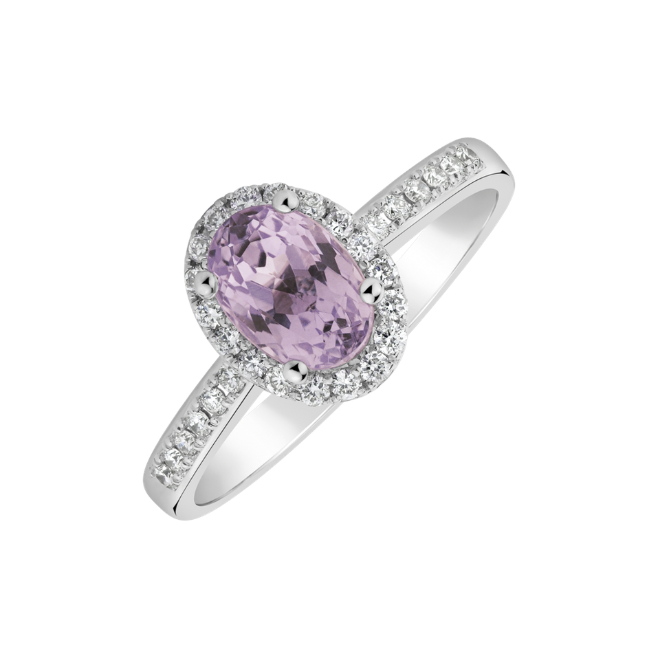 Diamond ring with Kunzite Sintharia