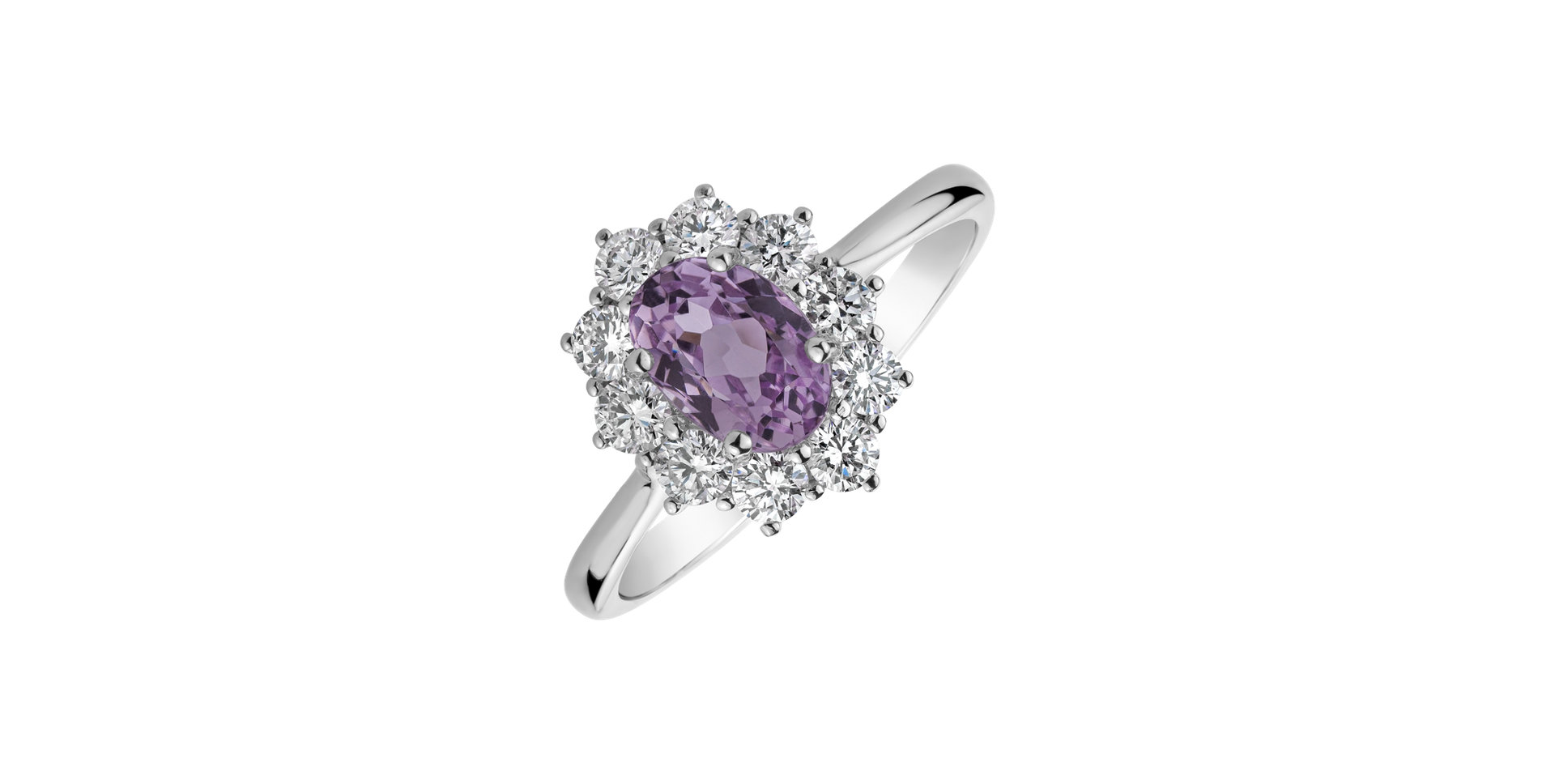Diamond ring with Kunzite Princess Joy
