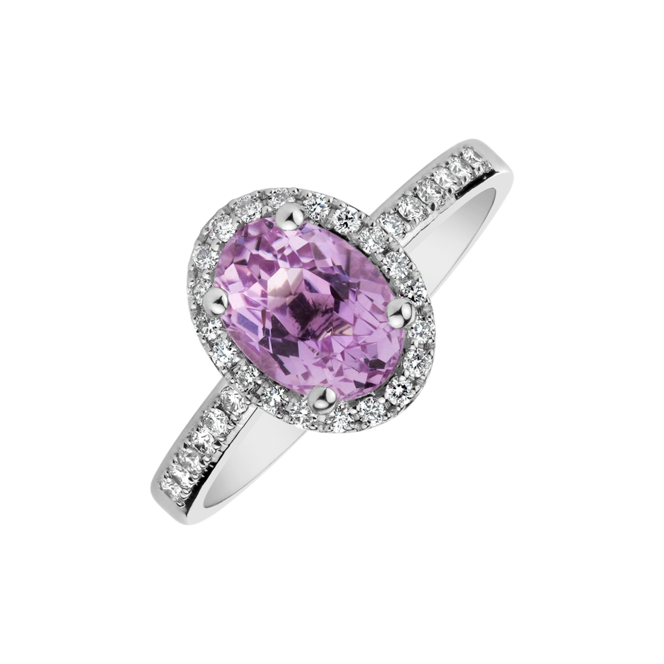 Diamond ring with Kunzite Sintharia