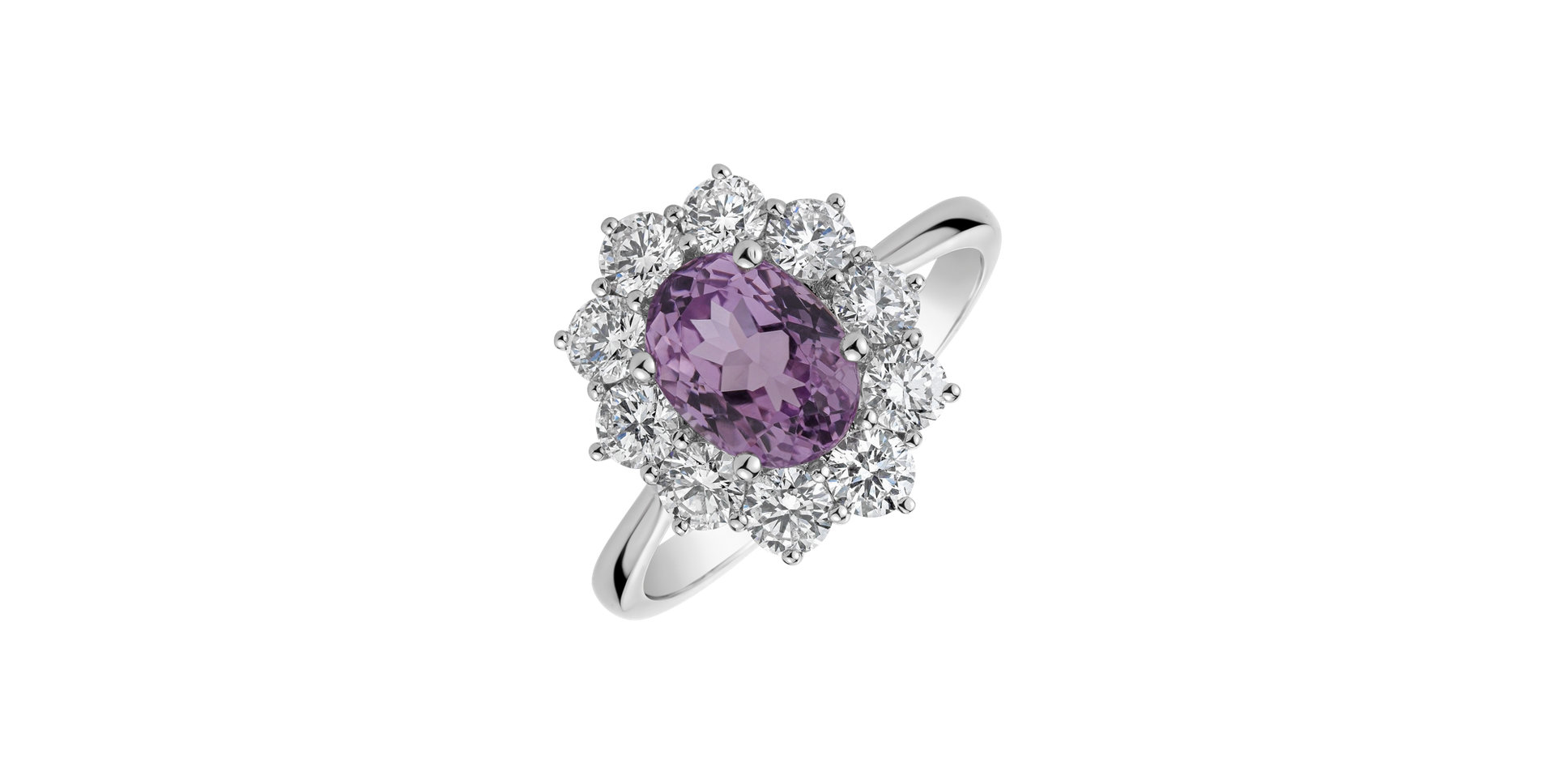 Diamond ring with Kunzite Princess Joy