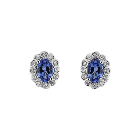 Diamond earrings with Tanzanite Princess