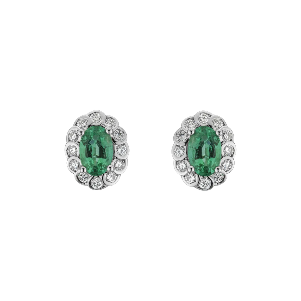 Diamond earrings with Emerald Princess