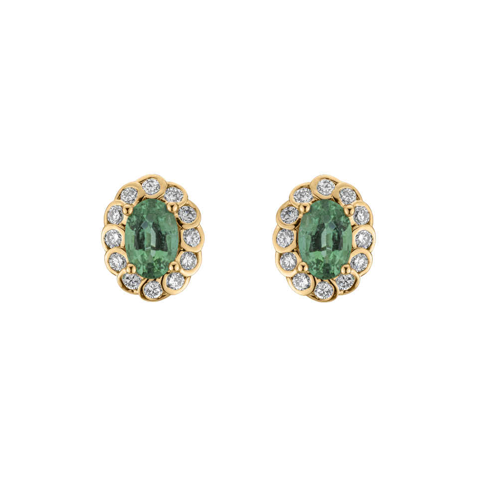 Diamond earrings with Emerald Glamour Princess