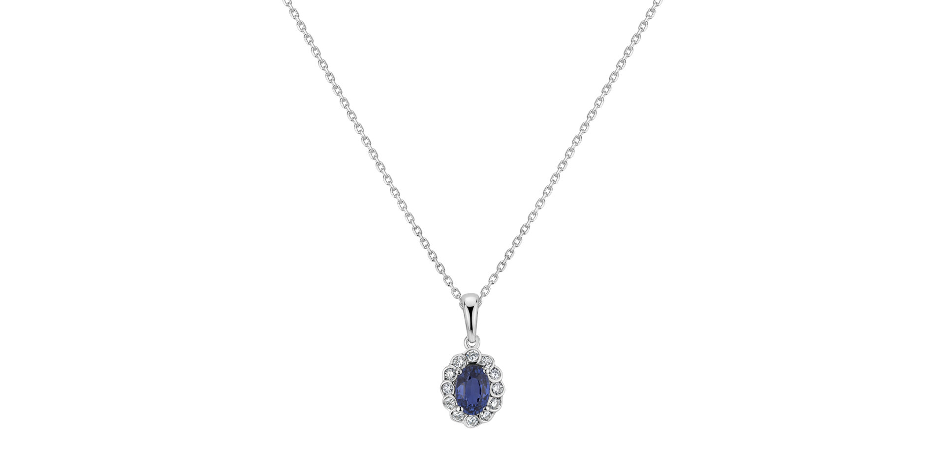 Diamond pendant with Sapphire Glamour Princess