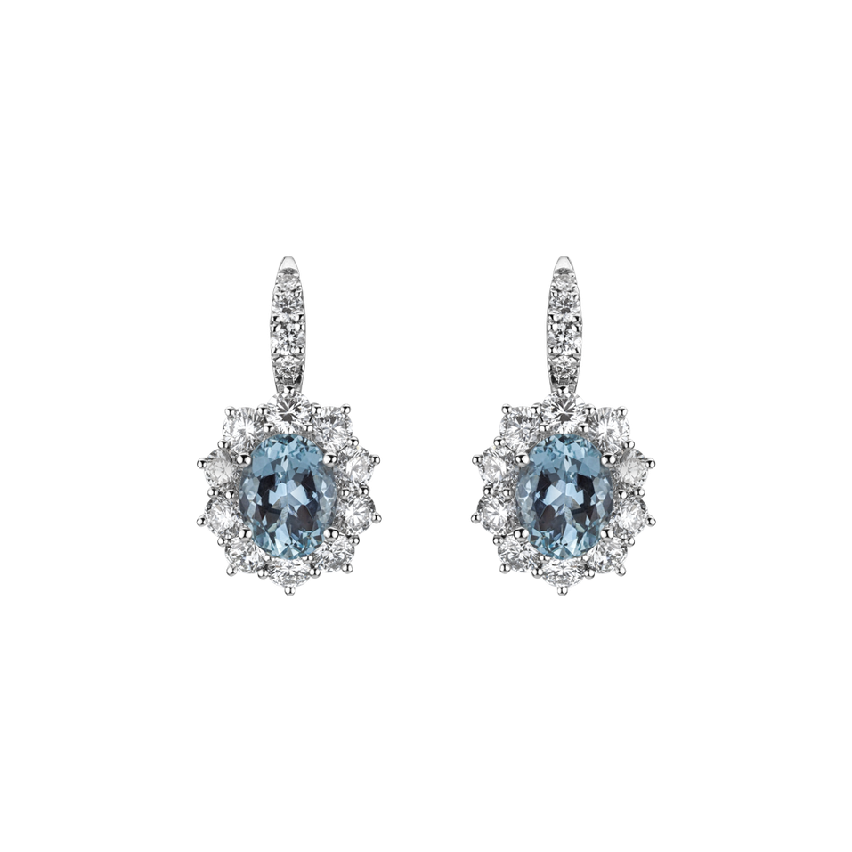 Diamond earrings with Aquamarine Blue Empire