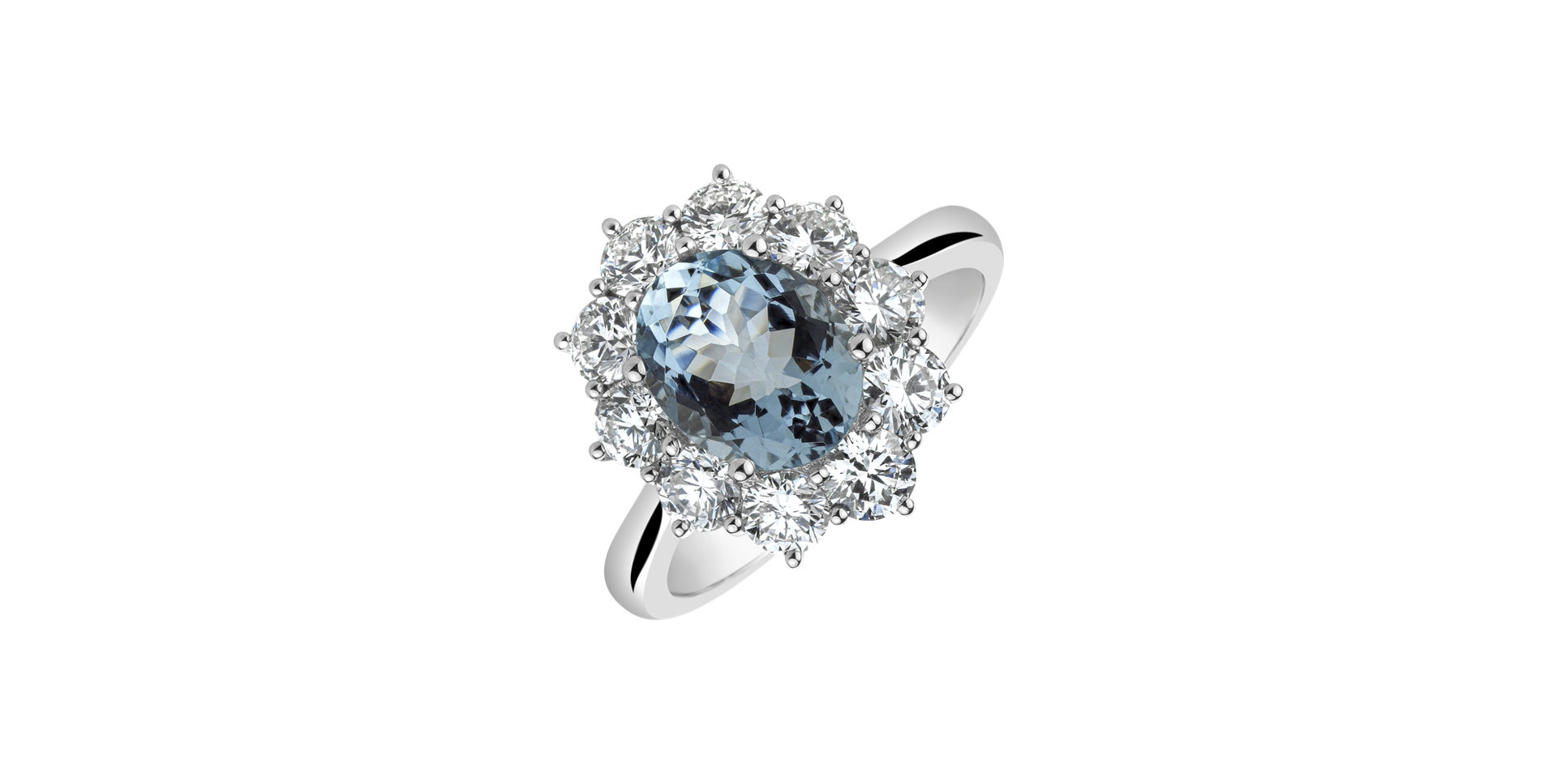 Diamond ring with Aquamarine Sky Goddess