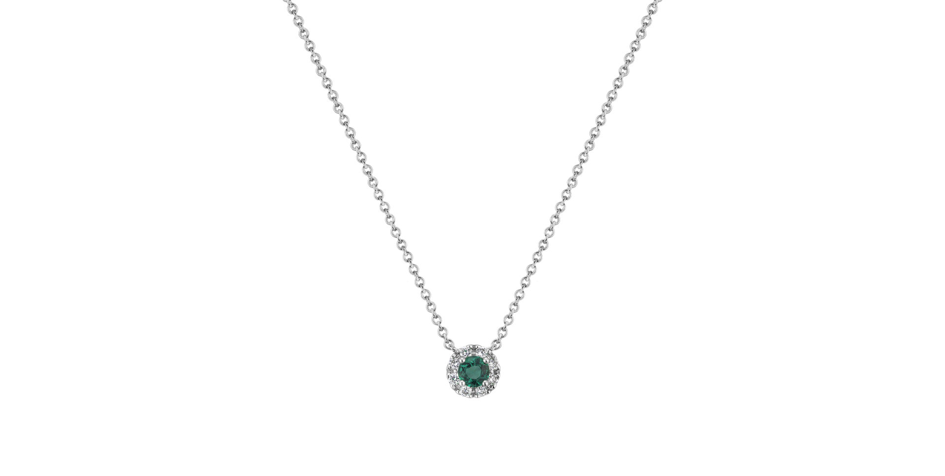 Diamond necklace with Emerald Curvy Wish