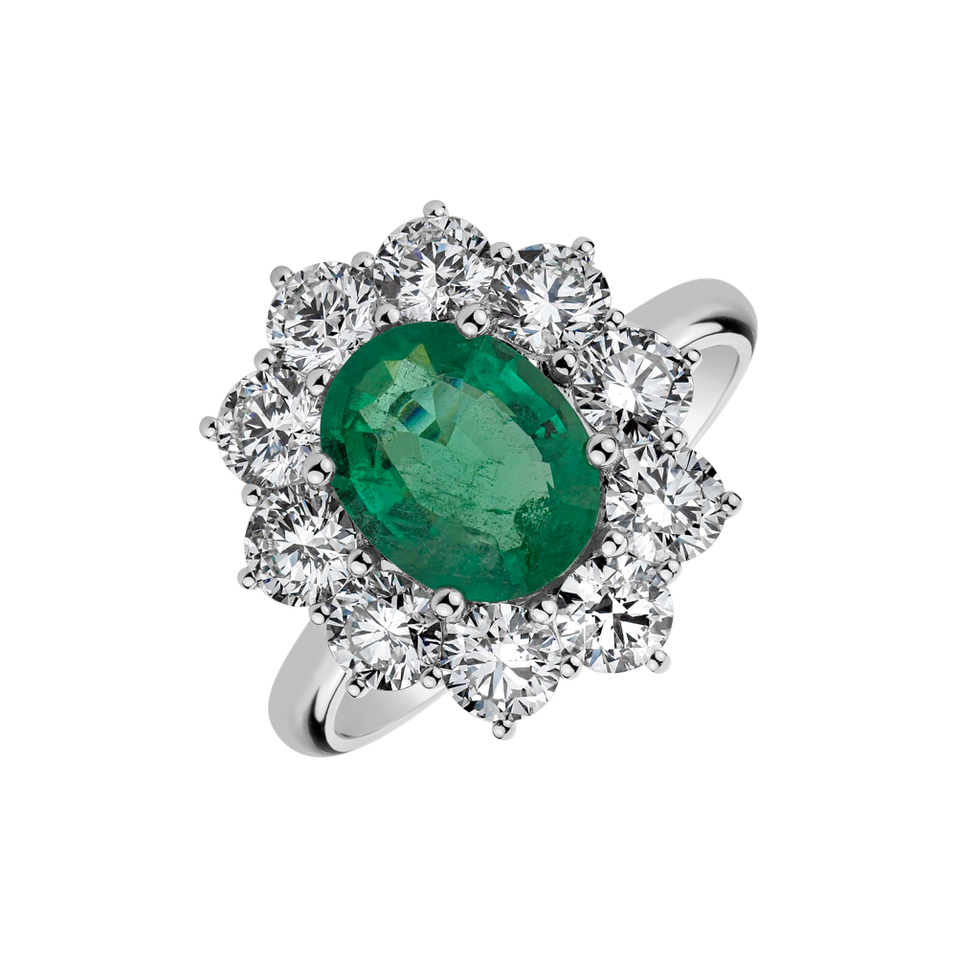 Diamond ring with Emerald Princess Joy