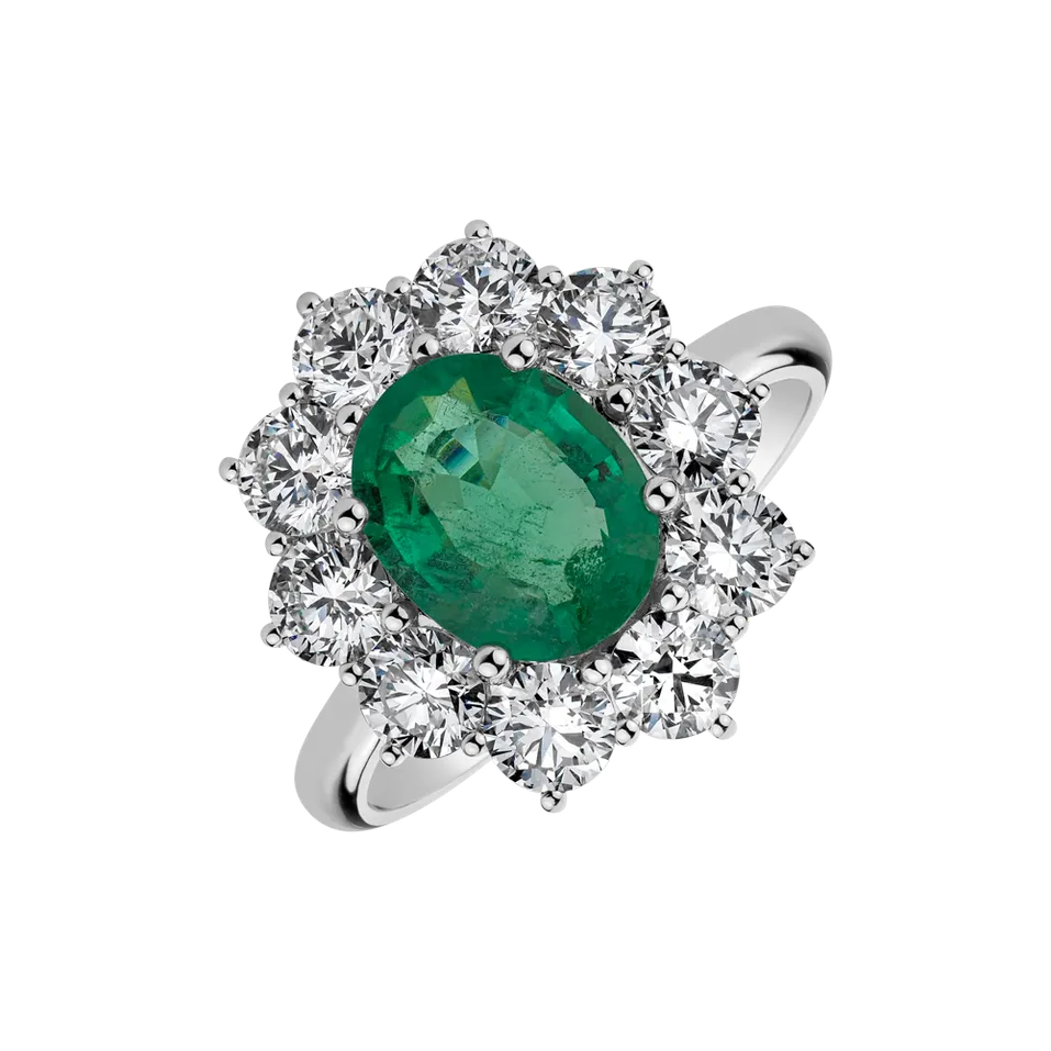 Diamond ring with Emerald Princess Joy