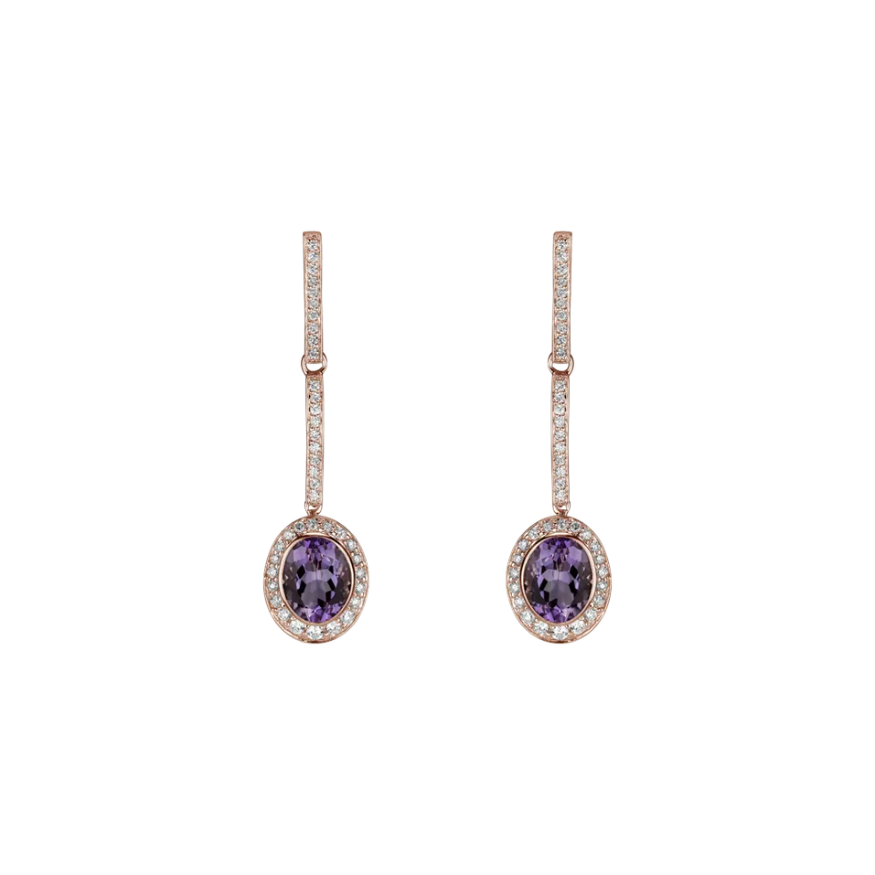 Diamond earrings with Amethyst Celosia