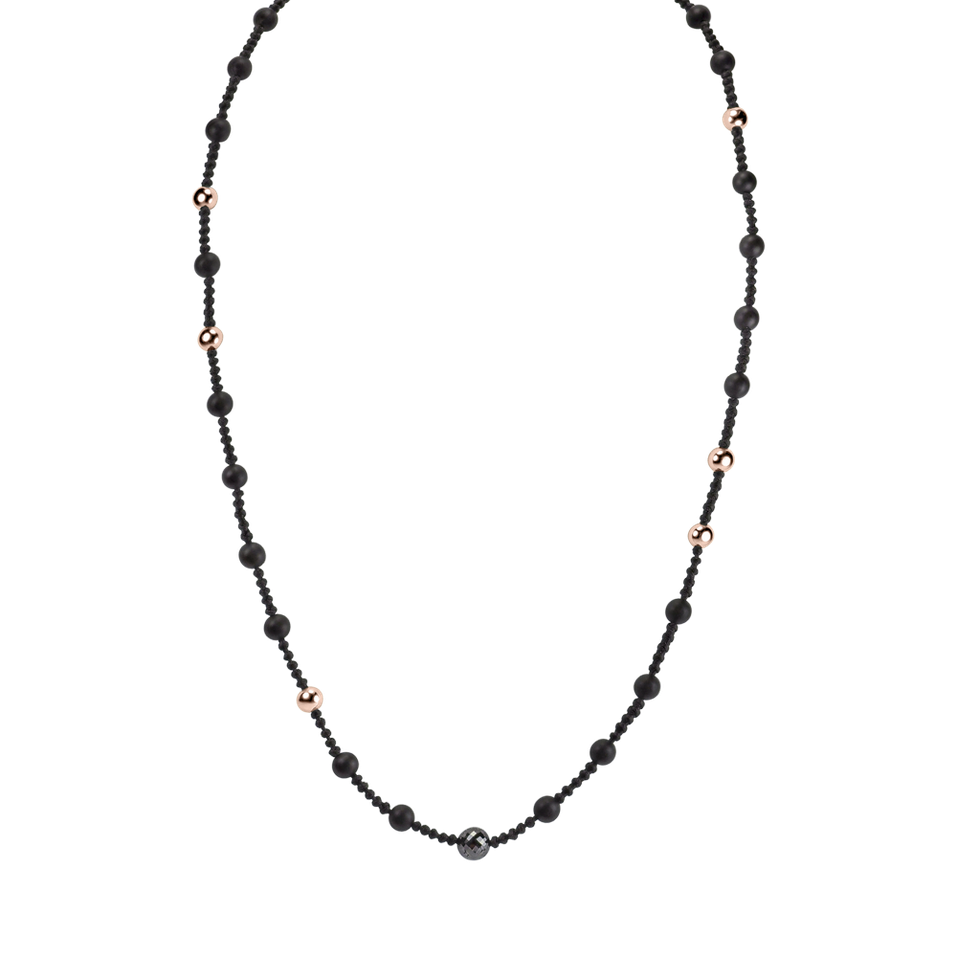 Necklace with black diamonds and Agate Dark Hope