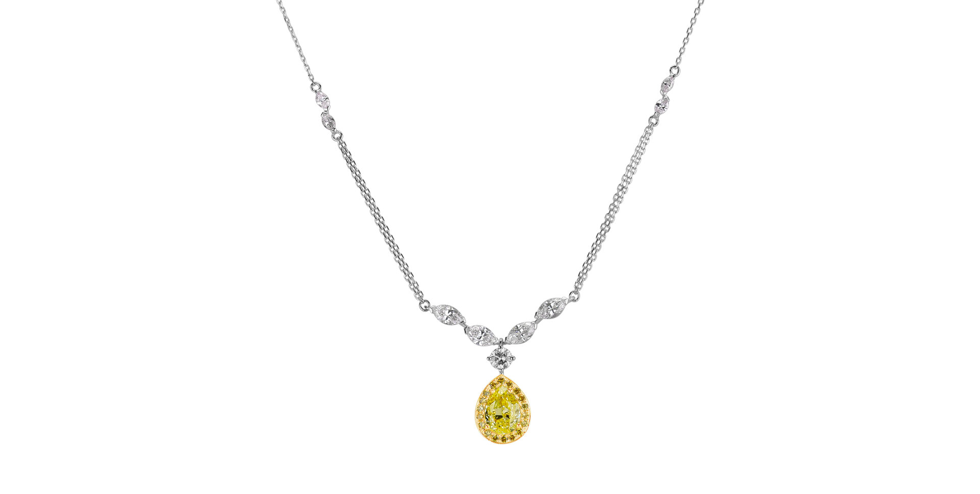 Necklace with yellow and white diamonds My own Sun