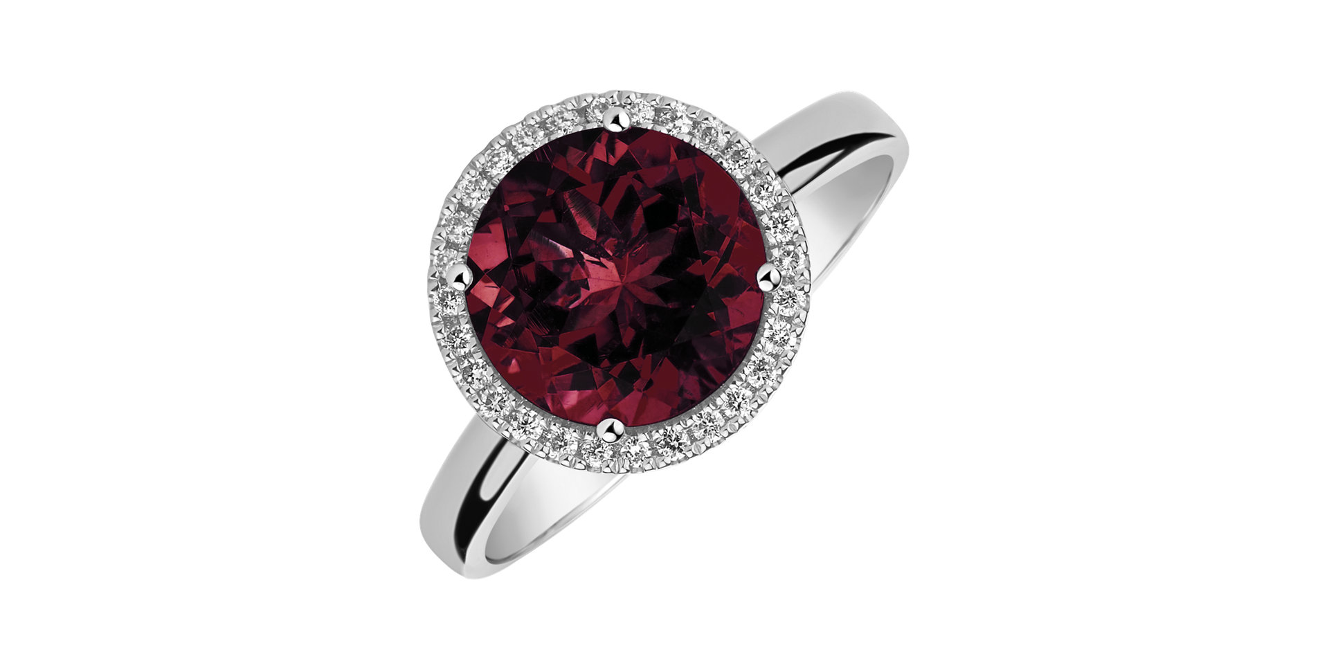 Diamond ring with Rhodolite Violette