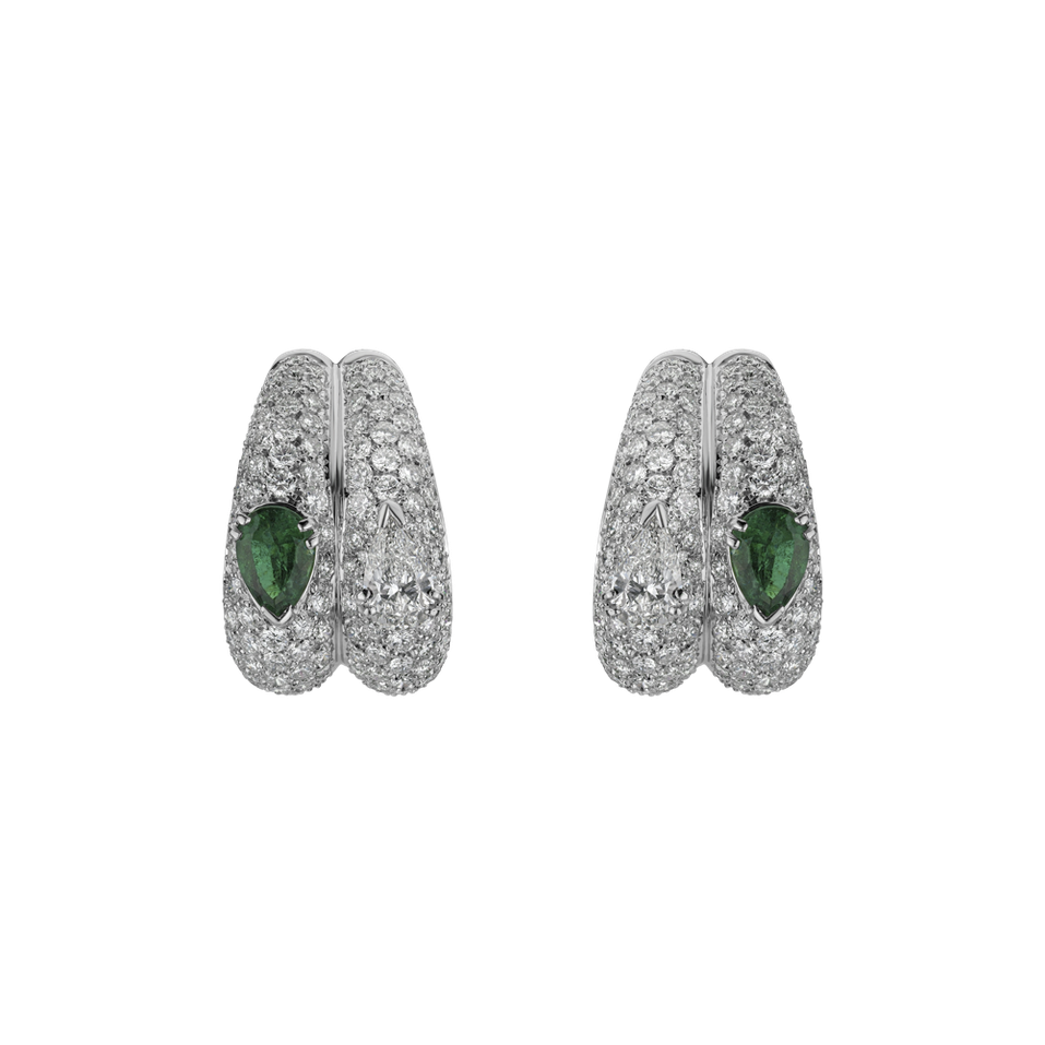 Diamond earrings with Emerald Emerald Embrace