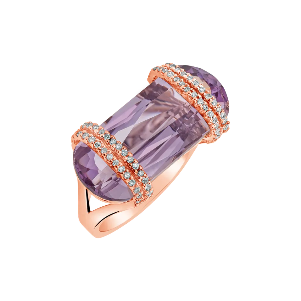 Diamond rings with Amethyst Valanar