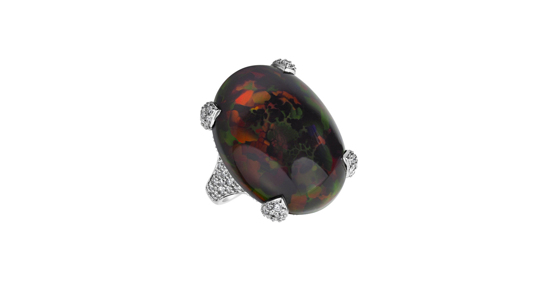 Diamond ring with Opal Dazzling Shadow