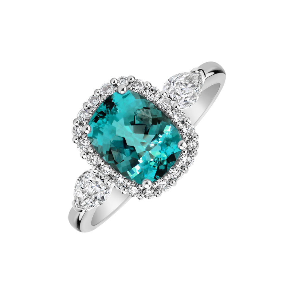 Diamond ring with Paraiba Countess Ocean