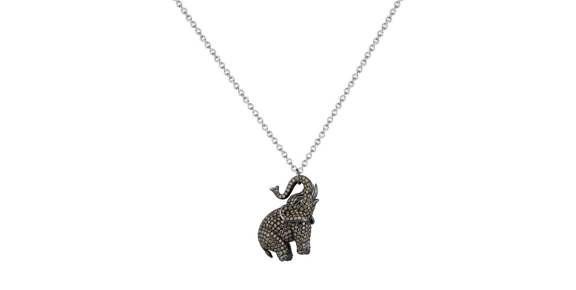 Pendant with brown diamonds and Emerald Glorious Elephant
