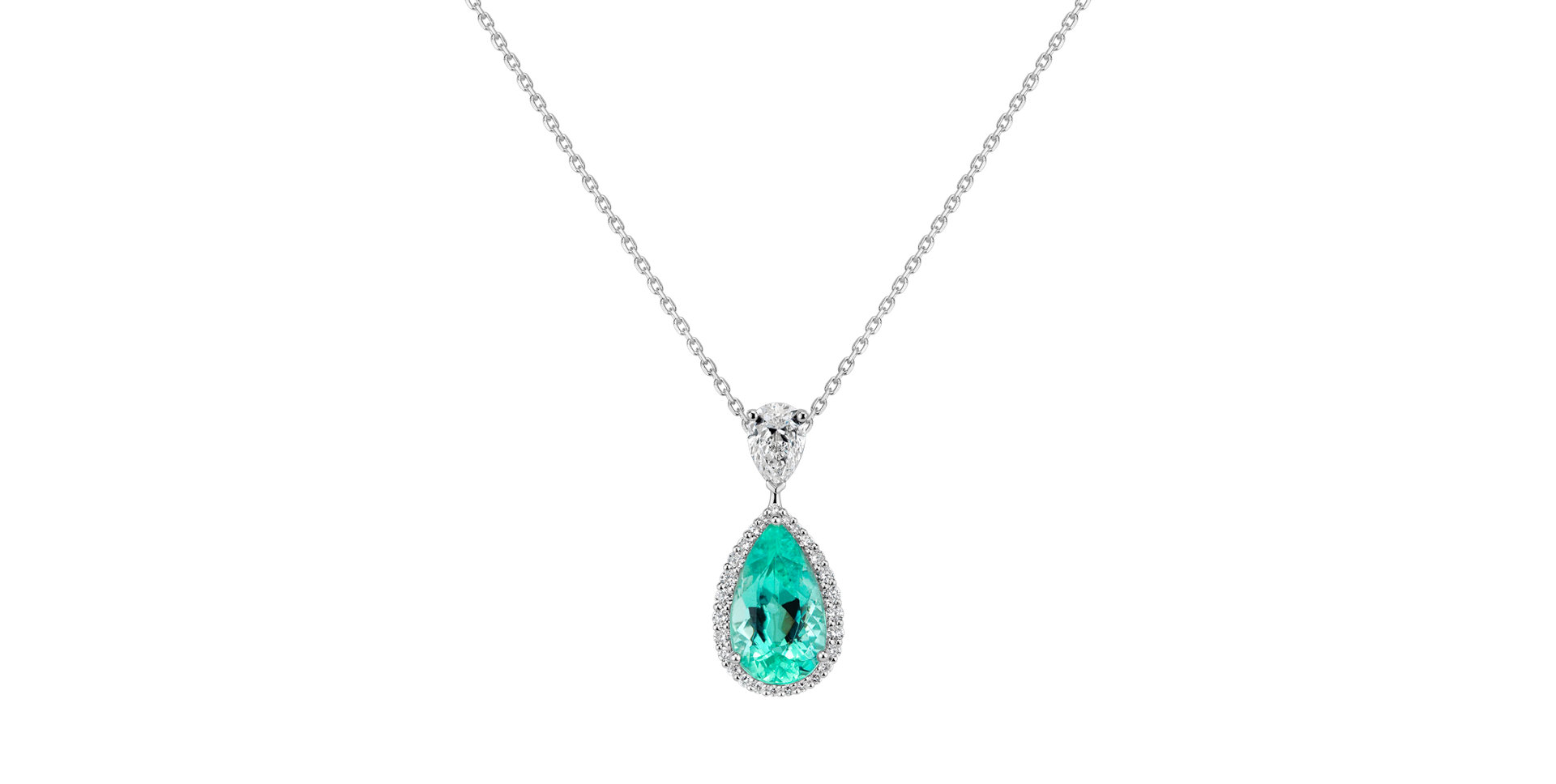 Diamond necklace with Paraiba Royal Passion