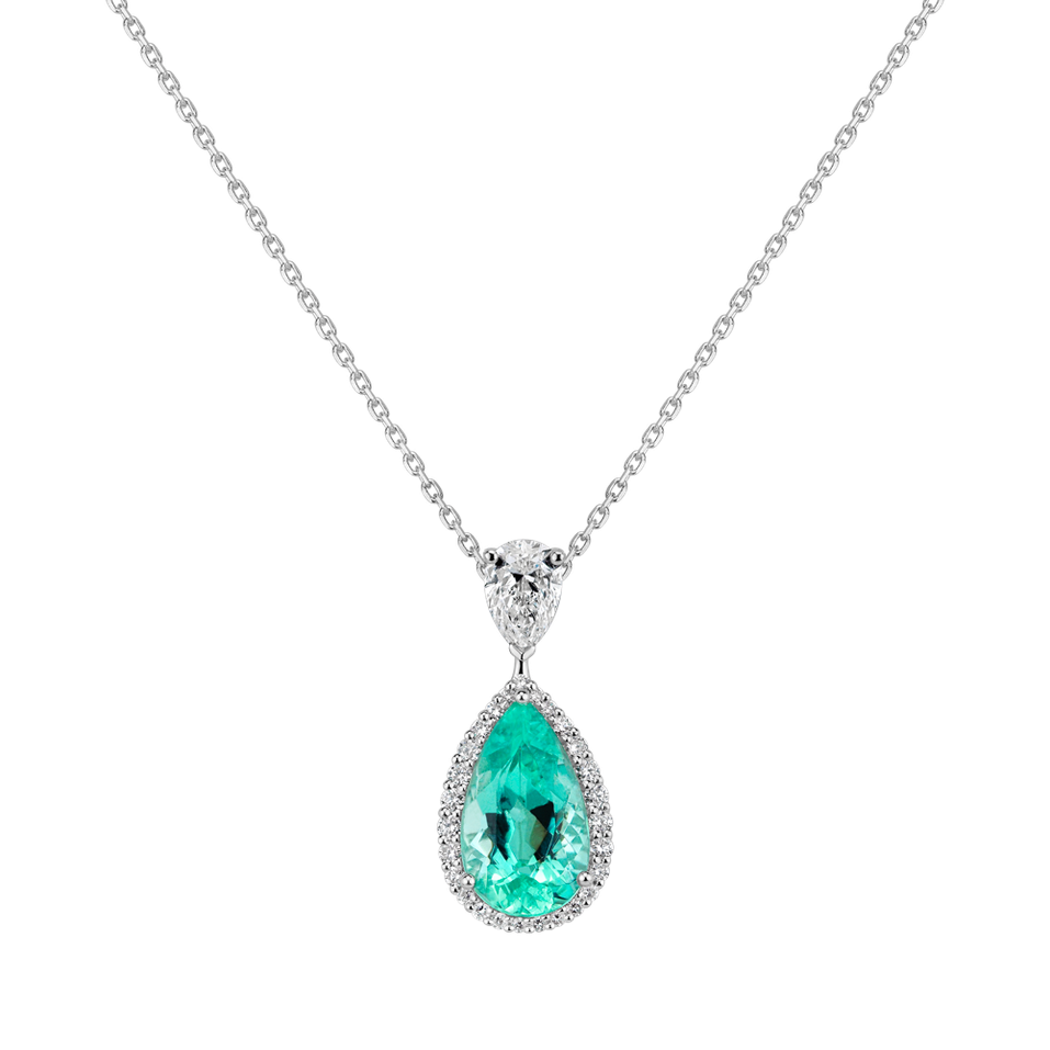 Diamond necklace with Paraiba Royal Passion