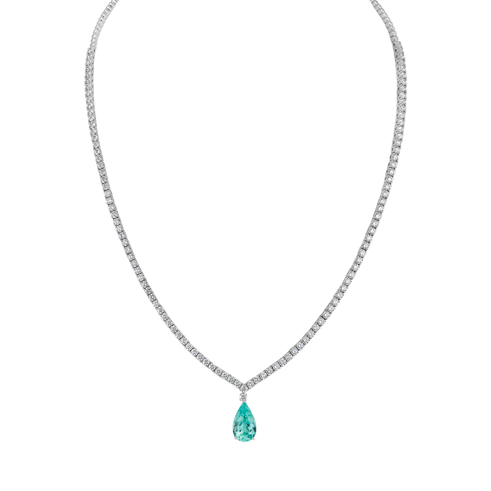 Diamond necklace with Paraiba Baithin