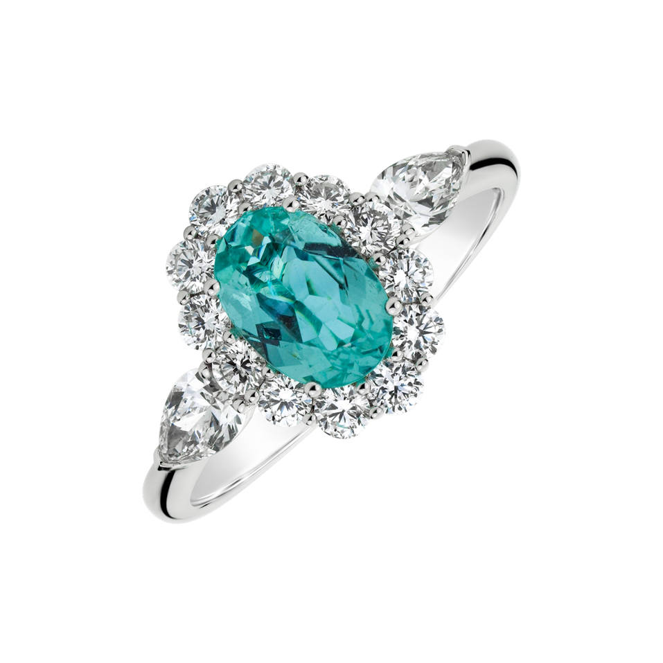 Diamond ring with Paraiba Princess Delight