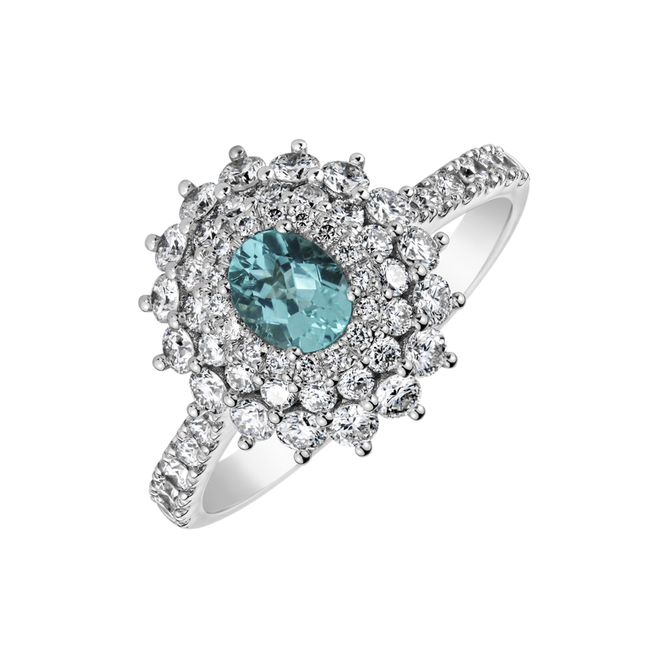 Diamond ring with Paraiba Frozen Drop