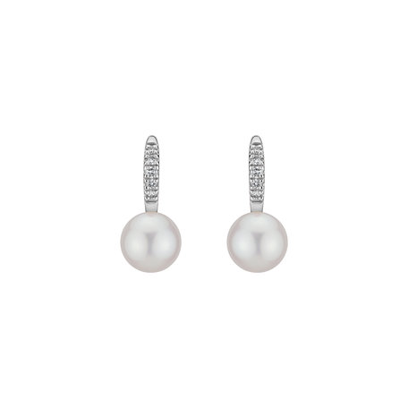 Diamond earrings with Pearl Shimmering Lake