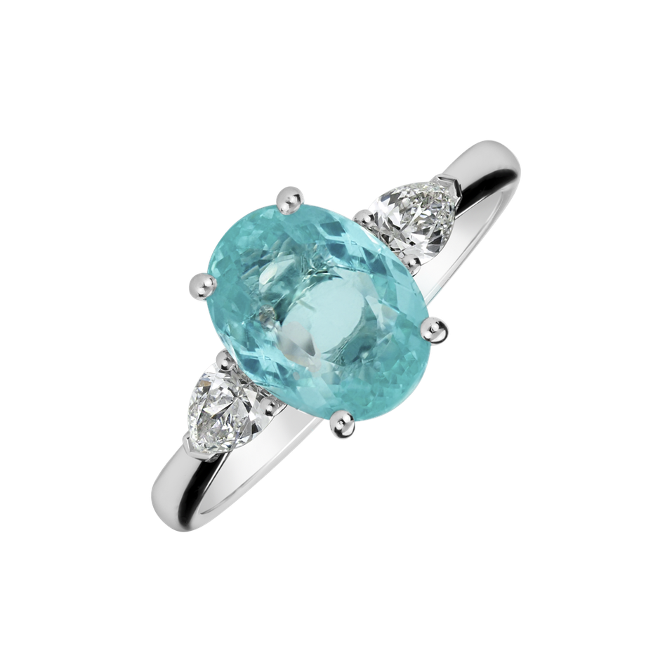 Diamond ring with Paraiba Fiona